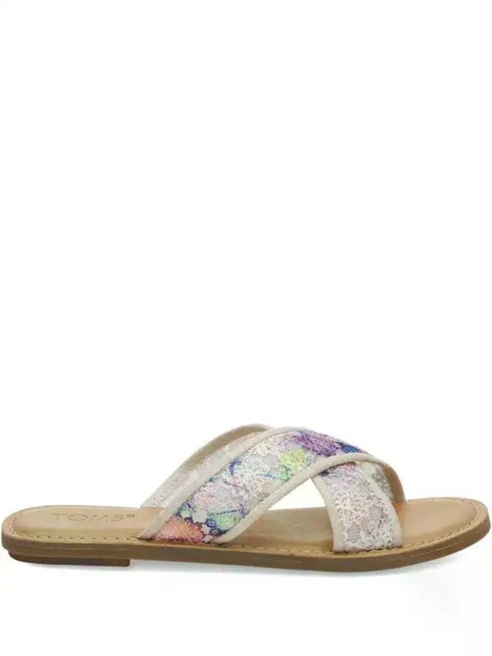 TOMS Floral Lace Crisscross Slide Sandals Multicolor Women’s 8.5